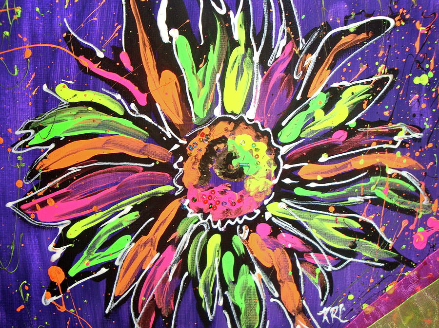 neon sunflower painting