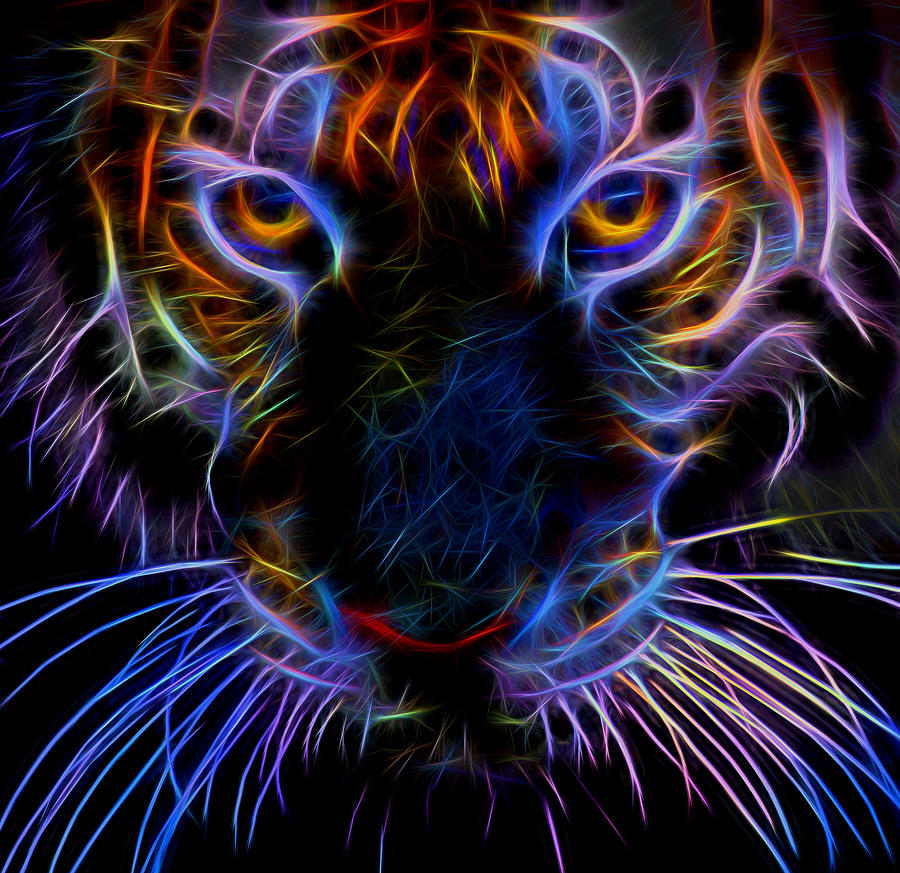 Neon Tiger Digital Art by Fitim Bushati