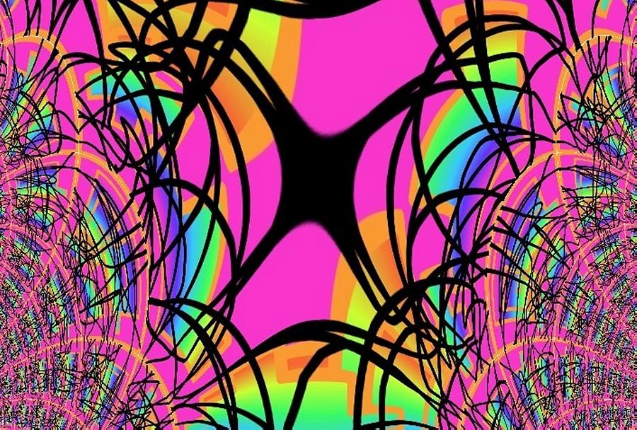 Fractal Digital Art - Neon Web by Krista Barth