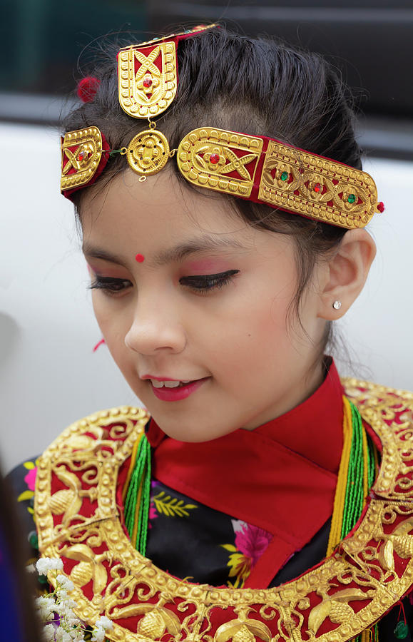 Nepalese Day NYC 2018 Nepalese Girl in Tradtional Dress Photograph by Robert Ullmann