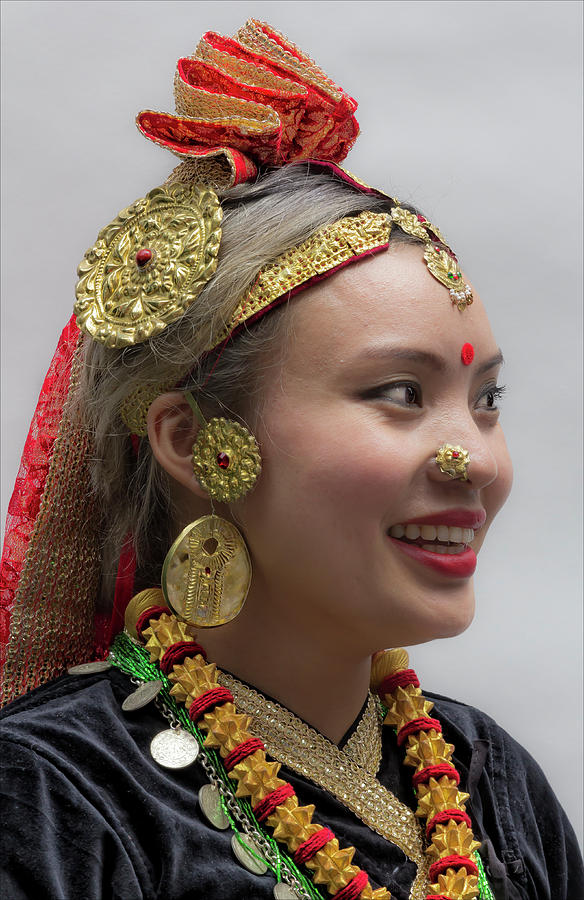 Nepalese Parade NYC 5_22_16,nepalese woman in traditional dress Photograph by Robert Ullmann