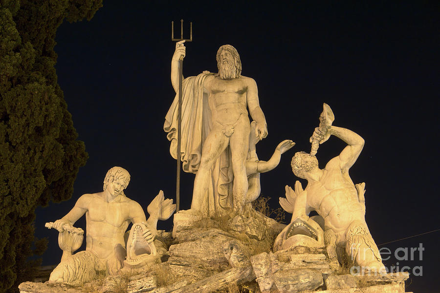 Neptune and tritons in Piazza del Popolo Photograph by Fabrizio Ruggeri