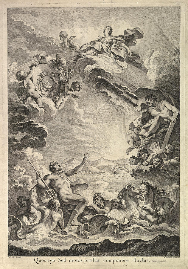 Neptune Calming the Storm Drawing by Pierre-Alexandre Aveline