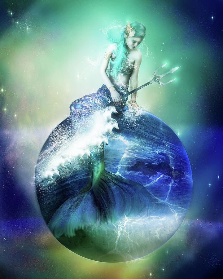 Mermaid Digital Art - Neptune by Karen Howarth