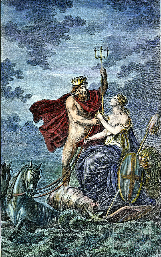 Neptune, Roman God Of Sea Drawing by Granger