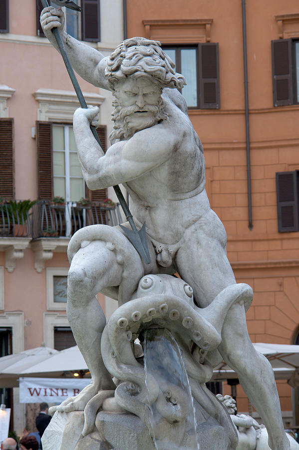 Neptune struggling with an octopus II Photograph by Fabrizio Ruggeri