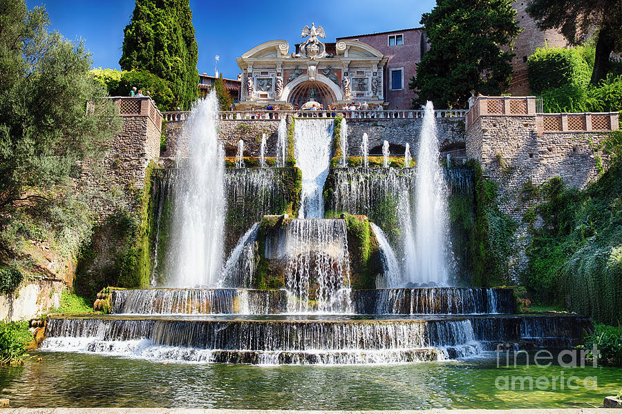 Neptune Water Fountain In Villa D Este Photograph