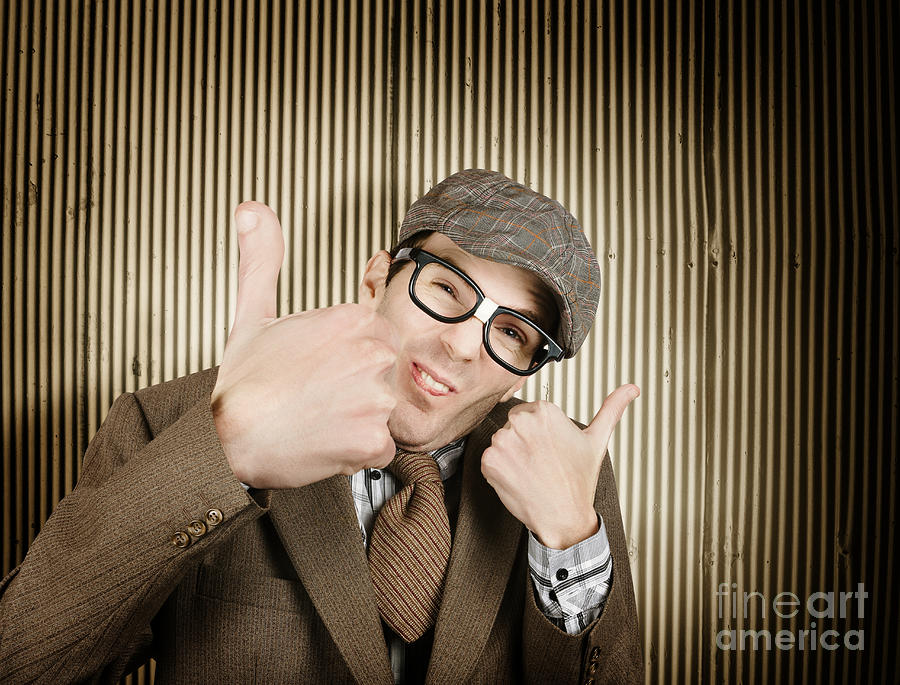 Nerd with big thumbs up Photograph by Jorgo Photography