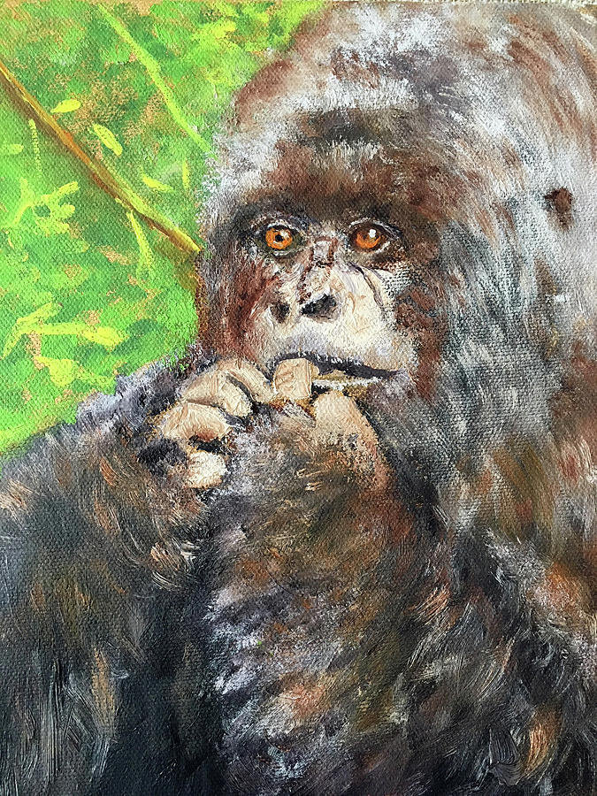 Jungle Painting - Nervous Mama Gorilla by Lynne Atwood