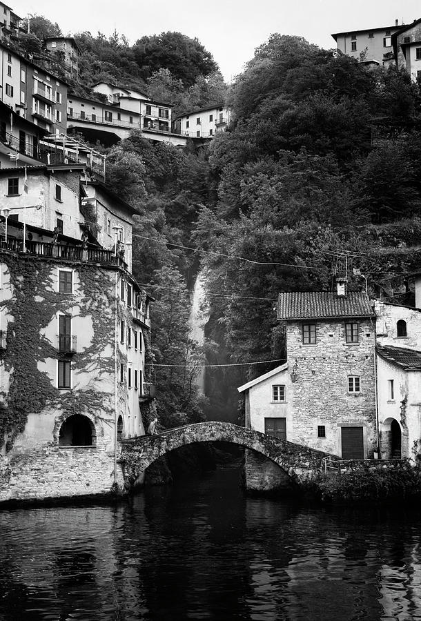 Nesso on Lake Como Italy BW Photograph by Joan Carroll