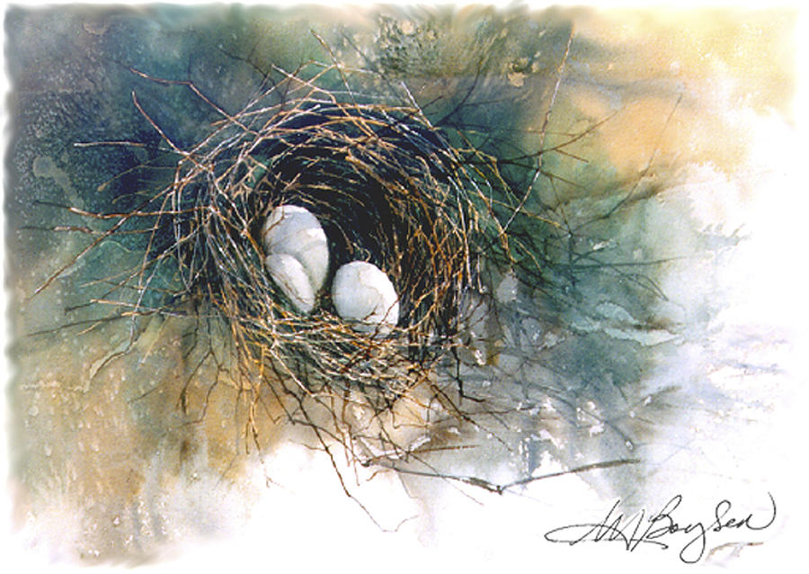 Bird Nest Painting - Nest of Kin by Maryann Boysen