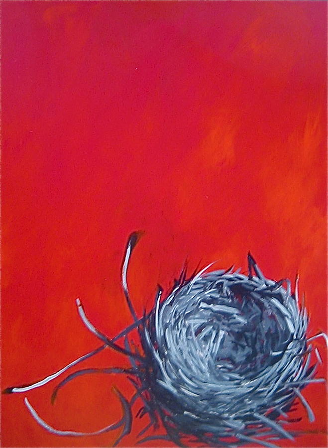 Nest on red Painting by Tilly Strauss