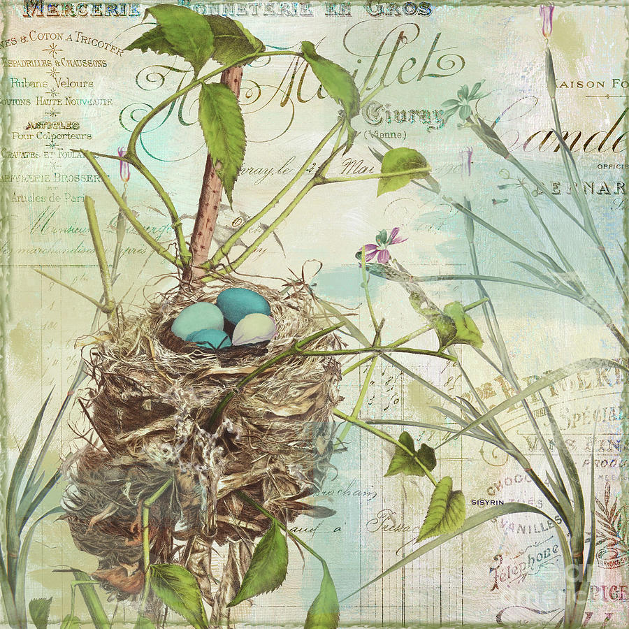 Bird Painting - Nesting II by Mindy Sommers