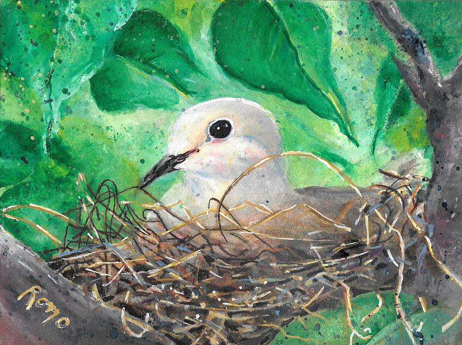 Dove Painting - Nesting by Robin Monroe