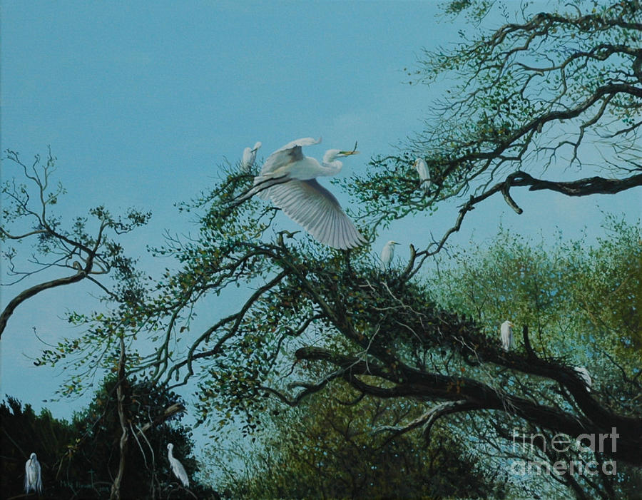 Bird Painting - Nesting Season by Michael Nowak