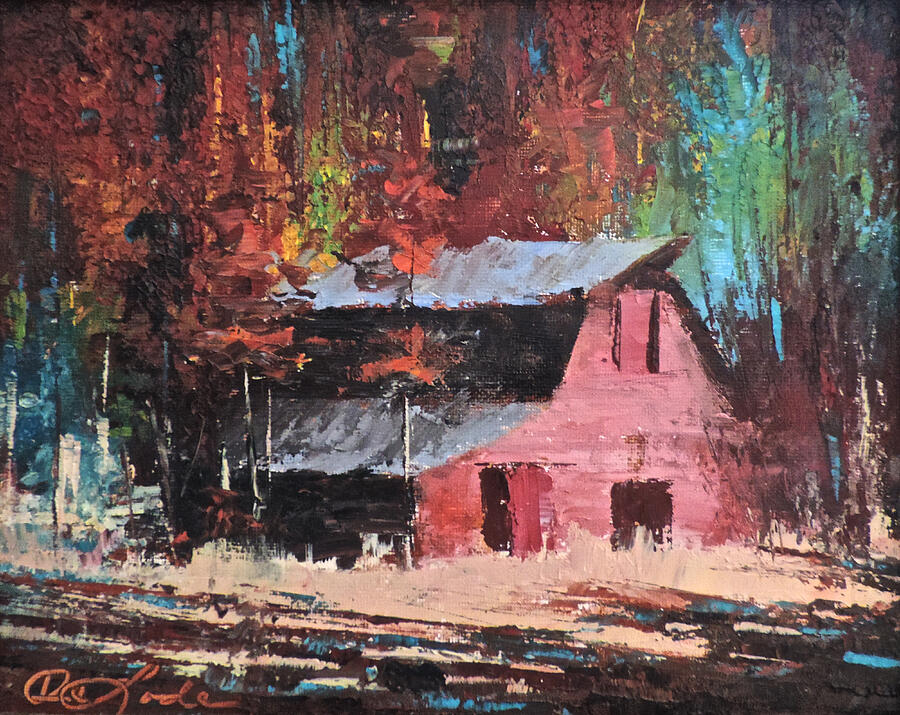 Barns Painting - Nestled in the Pines by Mia DeLode Barns Painting - Nestled in the Pines by Mia DeLode