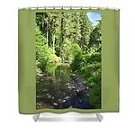 Nestucca River Shower Curtain Photograph by Jerry Sodorff