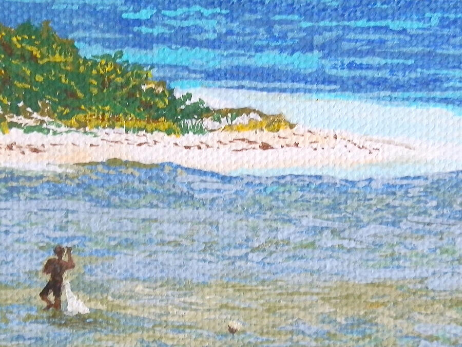 Net Fisherman in French St. Martin Painting by Margaret Brooks