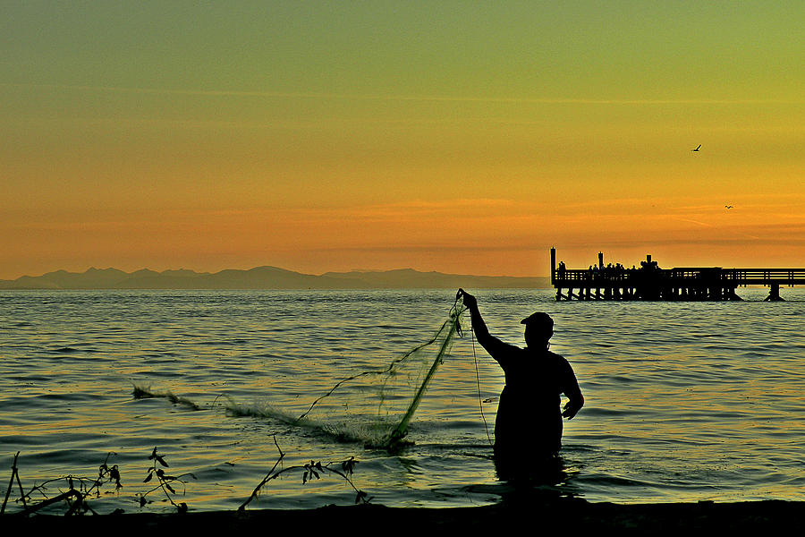 Net Fishing Photograph - Net Fishing at Dusk by Brian Chase
