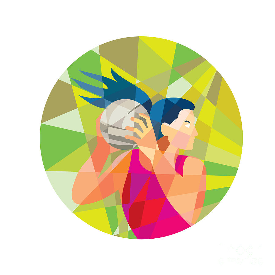 Netball Player Ball Rebound Low Polygon Digital Art by Aloysius Patrimonio