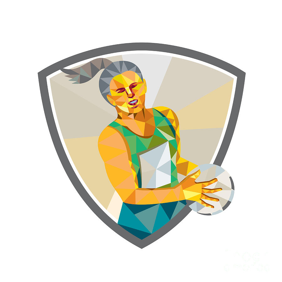 Netball Player Holding Ball Low Polygon Digital Art by Aloysius ...