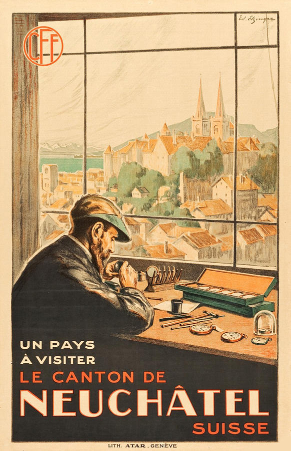 Neuchatel, city, Switzerland, vintage, travel Poster Painting by Long Shot