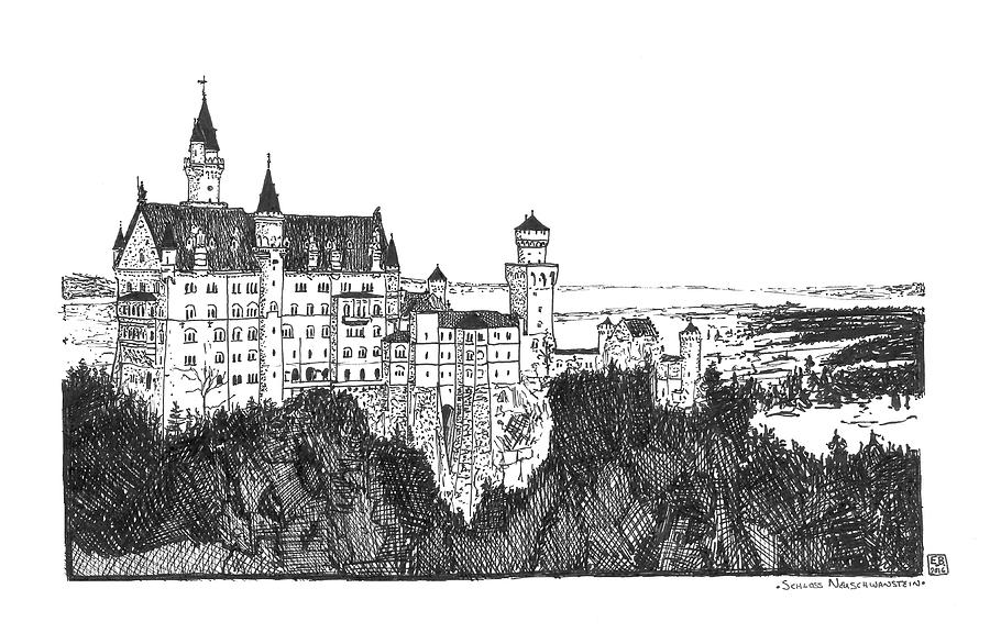 Neuschwanstein Castle Germany vector drawing Stock Vector | Adobe Stock