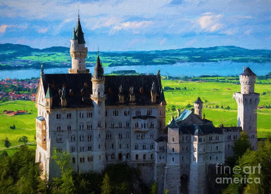 Neuschwanstein Castle 3- Bavaria - Germany Painting by Gary Whitton