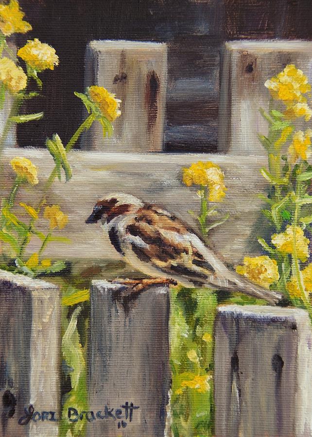 Finch Painting - Nevada City Garden by Lori Brackett
