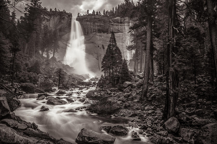 Yosemite National Park Photograph - Nevada Fall Monochrome by Scott McGuire