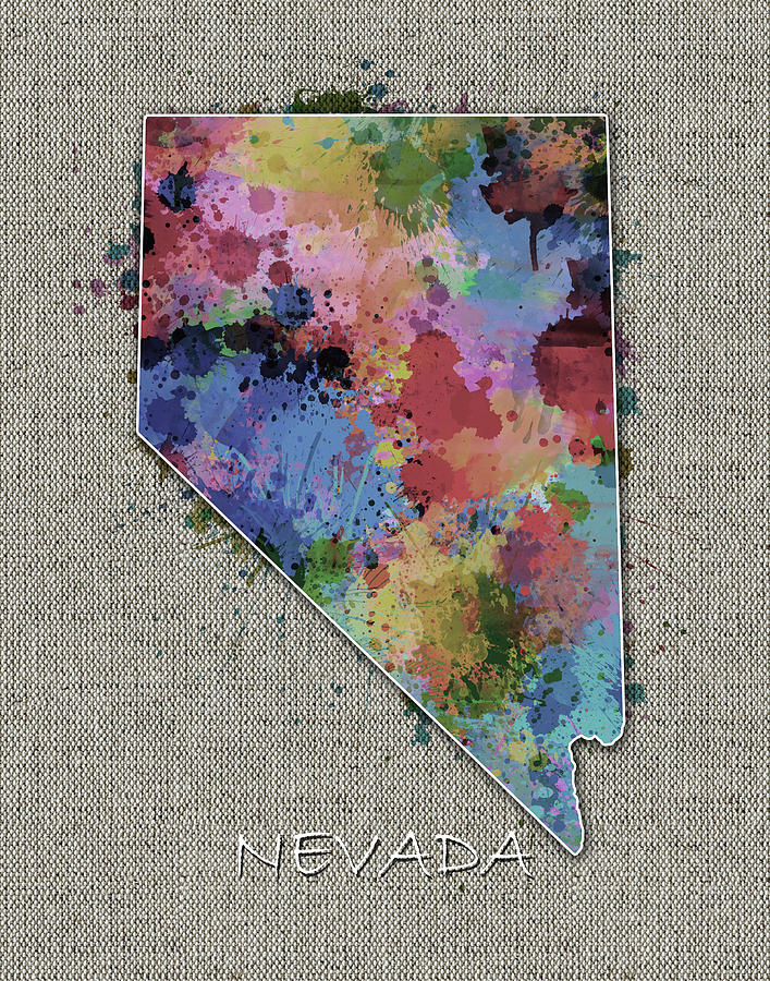 Nevada Map Digital Art - Nevada Map Color Splatter 5 by Bekim M
