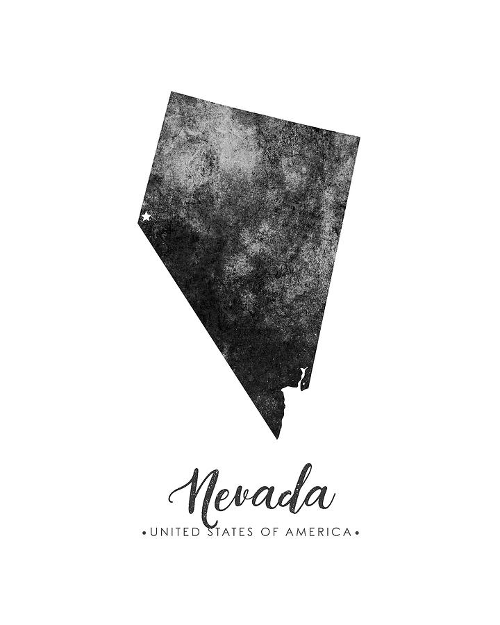 Nevada State Map Art - Grunge Silhouette Mixed Media by Studio Grafiikka