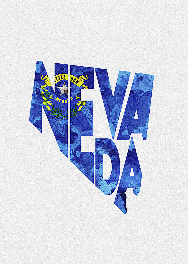Nevada Typographic Map Flag Digital Art by Inspirowl Design