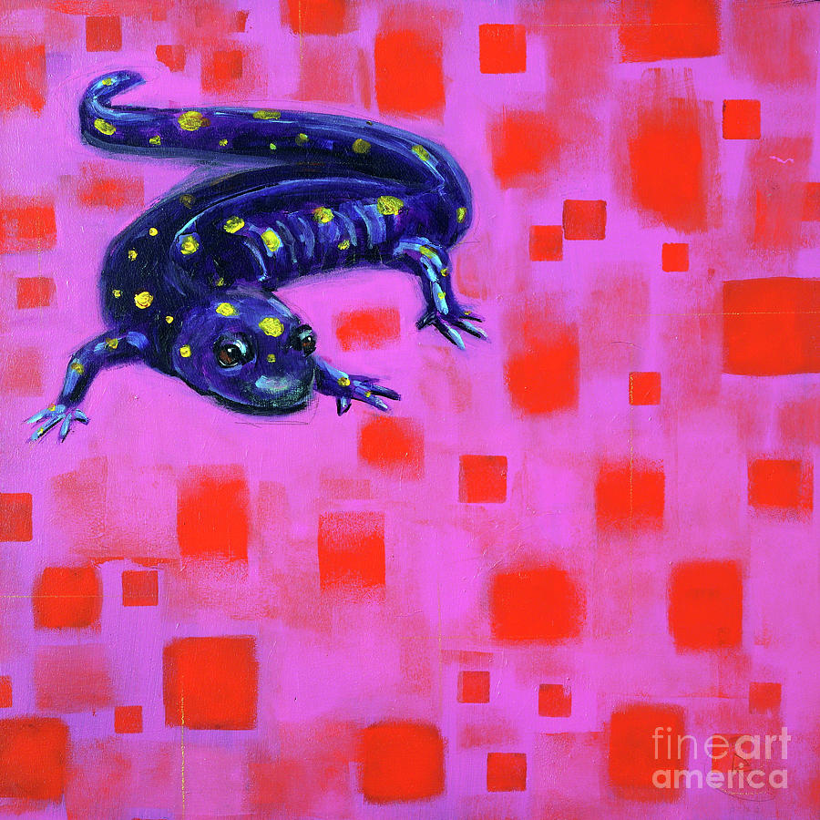 Wildlife Painting - Never Can Say Goodbye Yellow-spotted Salamander by Rosemary Conroy
