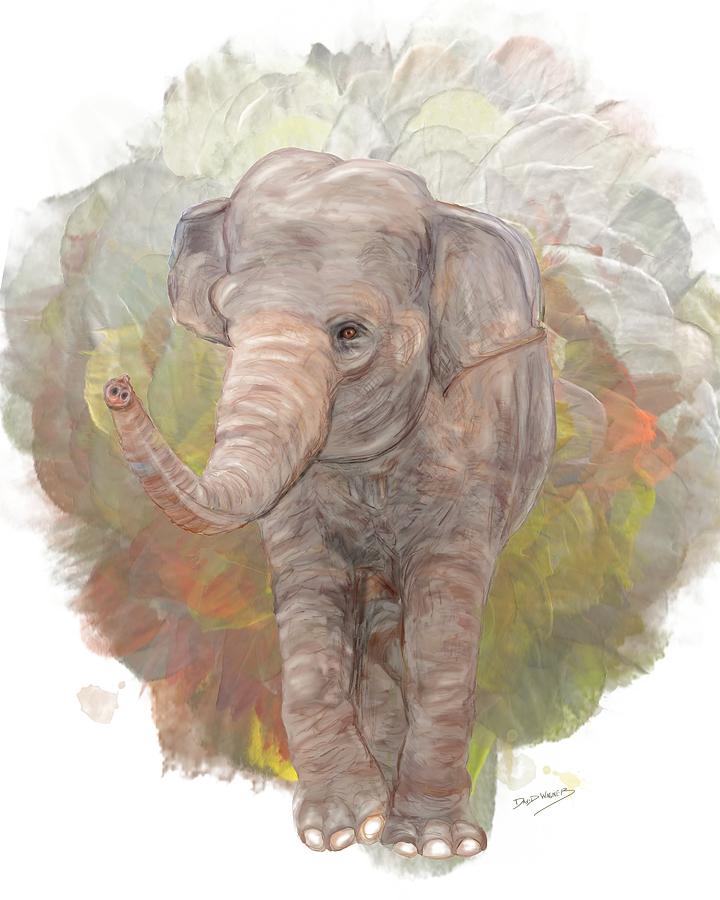Elephant Painting - Never Forget Me by David Wagner