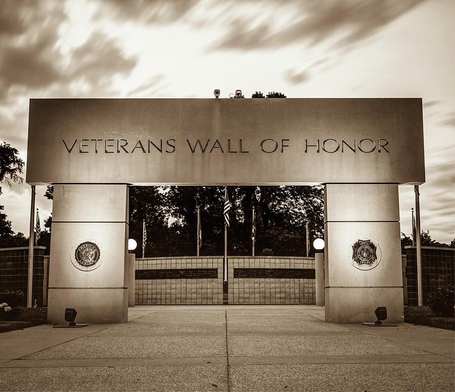 Never Forget - Veterans Wall Of Honor - Bella Vista Arkansas - Sepia Photograph