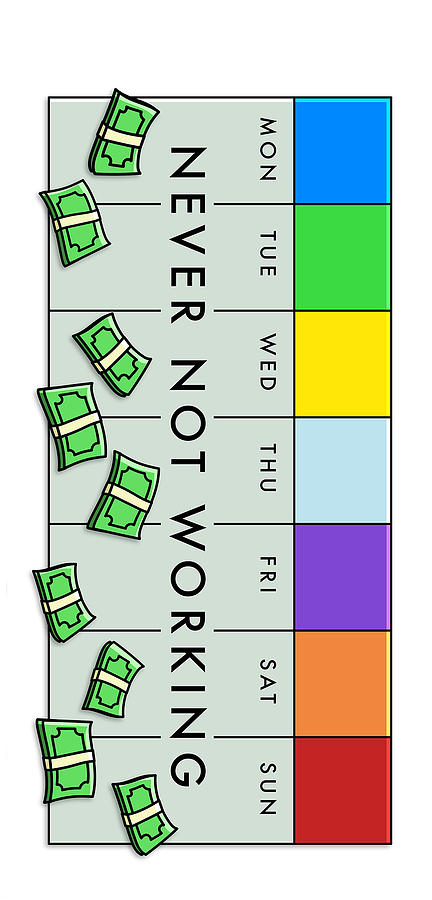 Monopoly Digital Art - Never Not Working color by Canvas Cultures