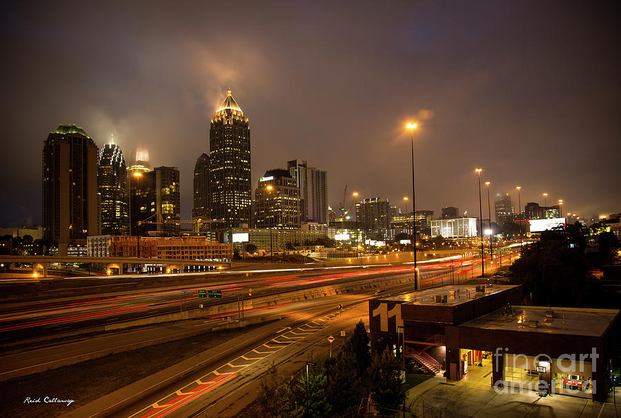 Never Sleeping Atlanta In Motion Midtown Light Trails Art Photograph by Reid Callaway