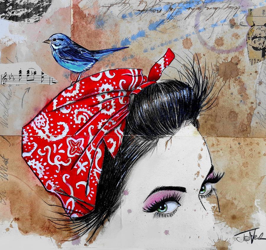Bluebird Drawing - Never Sure When by Loui Jover