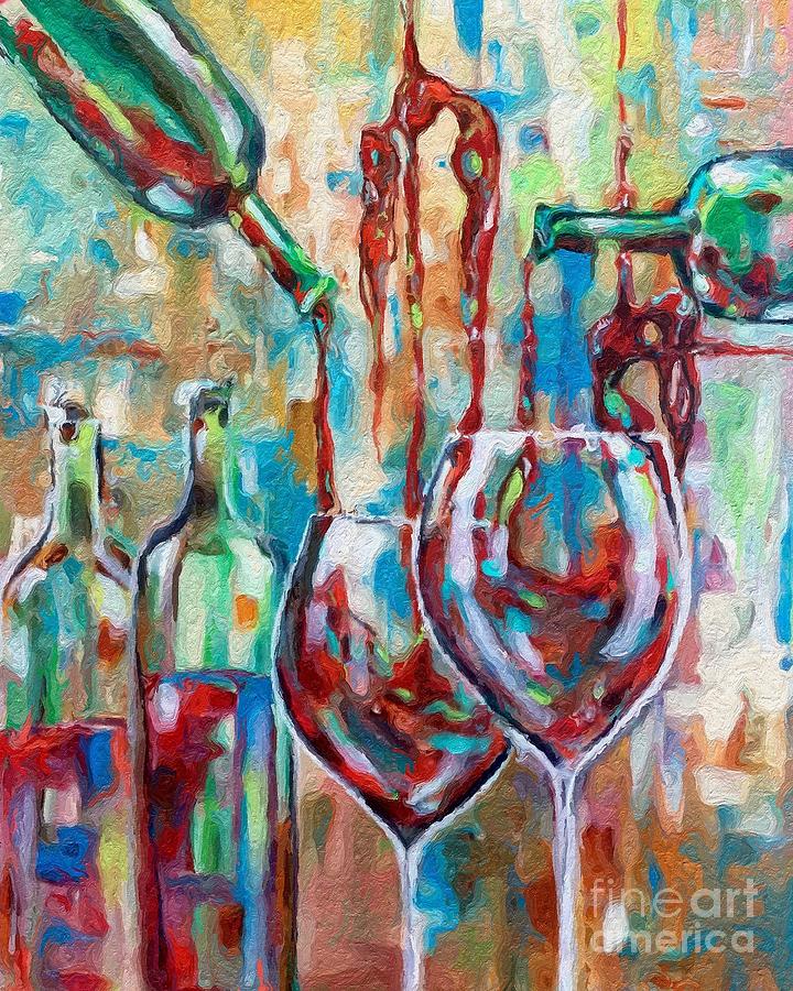 Wine Painting - Never the Twain Shall Meet by Lisa Owen