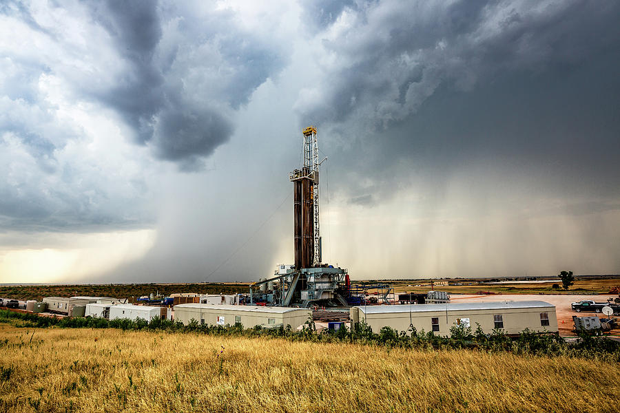 Nevermind The Weather - Drilling Rig And Storm In Oklahoma Photograph