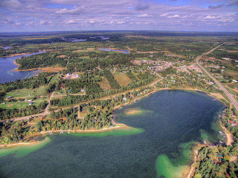 Nevis is a small town in North Central Minnesota as seen from a Drone