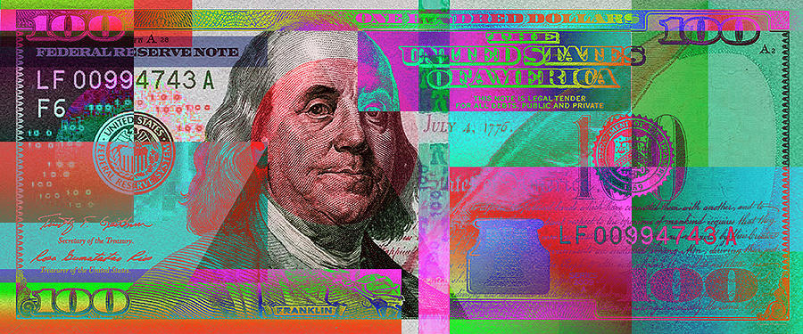 New 2009 Series Pop Art Colorized US One Hundred Dollar Bill  No. 3 Digital Art by Serge Averbukh