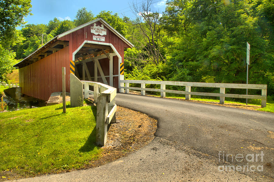 Landscape Photograph - New Baltimore Covered Bridge Around The Bend by Adam Jewell