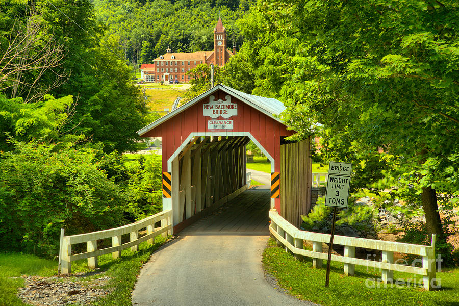 New Baltimore Covered Bridge Landscape Photograph by Adam Jewell