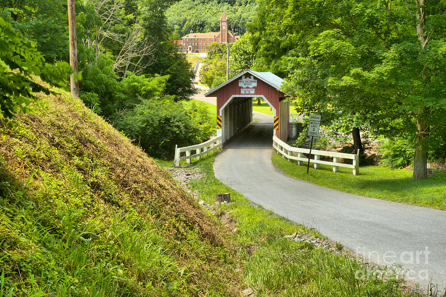 New Baltimore Covered Bridge Through The Forest Photograph by Adam Jewell