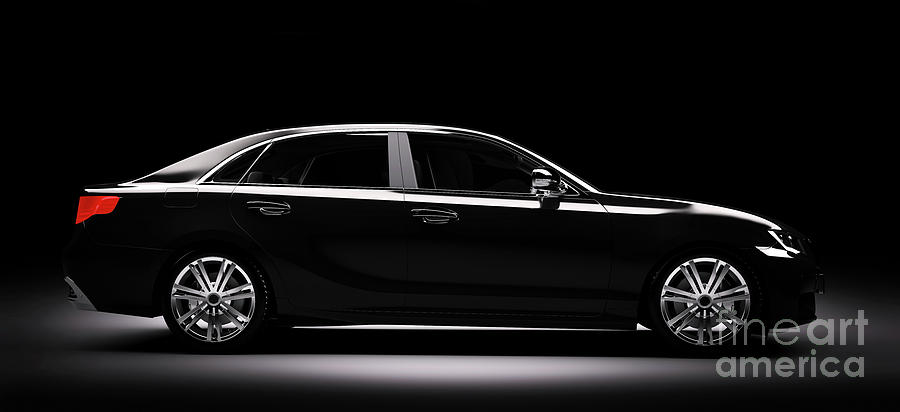 New black metallic sedan car in spotlight Photograph by Michal Bednarek