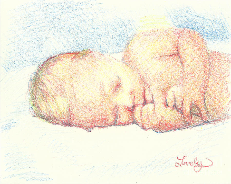 Crayon Drawing - New Born William by Candace Lovely