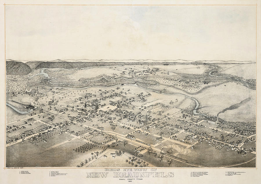 New Braunfels 1881 by Augustus Koch Digital Art by Texas Map Store