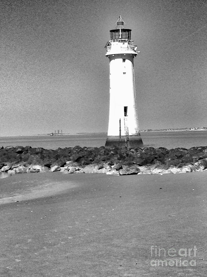 New Brighton Lighthouse in monotones Photograph by Joan-Violet Stretch